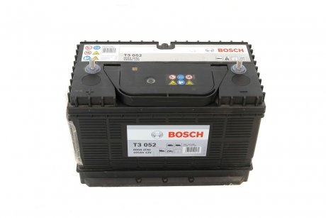 Акумулятор 105Ah-12v (T3052) (330x172x240),L,EN800 клеми тонкі по центру BOSCH 0 092 T30 520 (фото 1)
