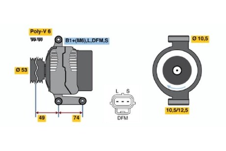 Генератор 2.0DI-TDCI 105A (0 124 415 031) BOSCH 0 124 415 032