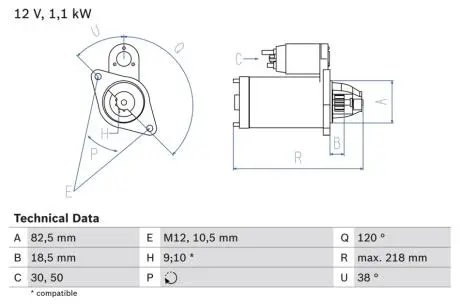 Стартер BOSCH 0986016280