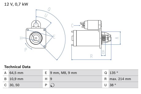 Стартер BOSCH 0986017030