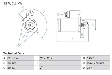 Стартер BOSCH 0 986 018 250
