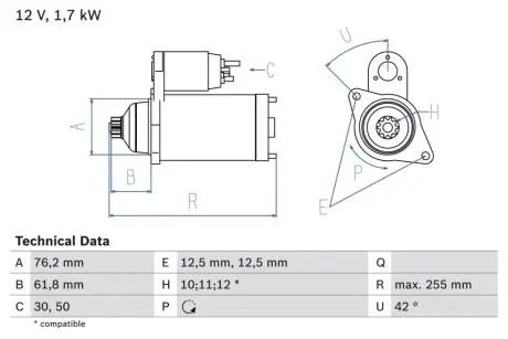Стартер BOSCH 0 986 020 260