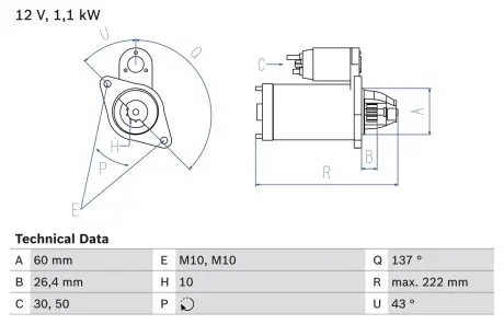 Стартер BOSCH 0986021800