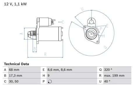 Стартер BOSCH 0 986 023 660