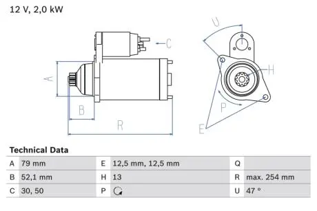 Стартер BOSCH 0986025070