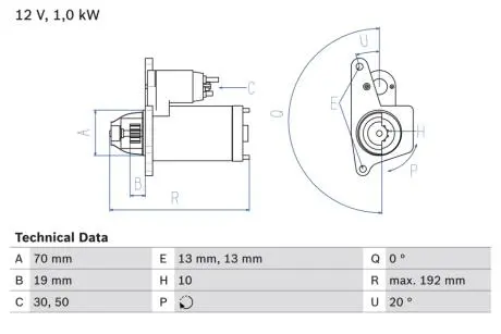 Стартер (12В, 1кВт, відновлений) NISSAN JUKE, QASHQAI I, SENTRA VI, TIIDA, X-TRAIL II, RENAULT CLIO III, CLIO IV, GRAND SCENIC III, LAGUNA III, SCENIC III 1.6-2.0ALK 09.04-08.21 BOSCH 0 986 025 690