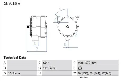 Генератор BOSCH 0986037770