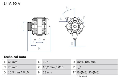 Генератор BOSCH 0986040380