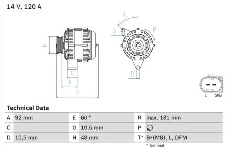 Генератор BOSCH 0986042540