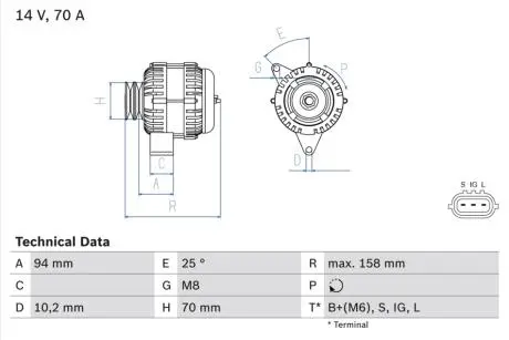 Генератор BOSCH 0 986 045 891