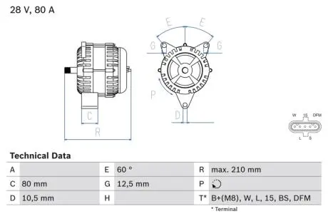 Генератор BOSCH 0986048100