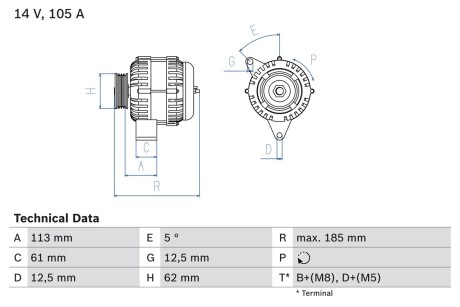 Генератор BOSCH 0986048791