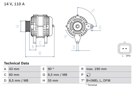 Генератор BOSCH 0986080140