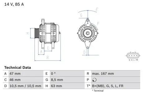 Генератор BOSCH 0986080480