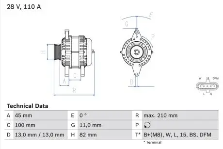 Генератор BOSCH 0986081870
