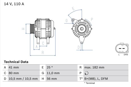 Генератор BOSCH 0986082320