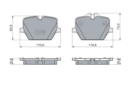 Колодки гальмівні (задні) BMW 3 (G20/G21/G80/G81/G28)/4 (G22/G23/G82/G83/G26) 18-/i4 (G26) 21- BOSCH 0 986 460 057