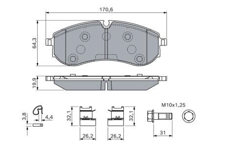 Гальмівні колодки, дискові BOSCH 0 986 460 115