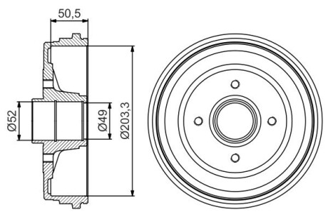 Барабан гальмівний (задній) Renault Clio III 05-14/Modus 04- (203.3x76) BOSCH 0 986 477 205