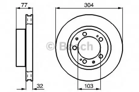 Гальмівний диск AUDI/PORSCHE 80/928/944 \'\'FL - знято з вир-ва BOSCH 0986478408