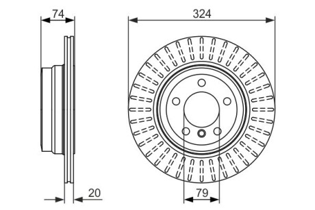 Диск тормозной BMW 7(E65,E66) 730i,iL 04-08 R BOSCH 0986479671 (фото 1)