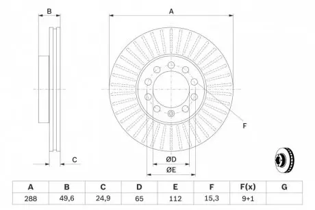 Диск тормозной (передний) VW Caddy III 04- (287.8x25) BOSCH 0 986 479 939