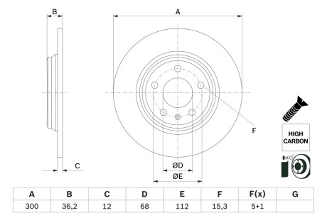 Тормозной диск AUDI/VW A4/A6/A8/Q5 'F D=318mm'15>> BOSCH 0986479E33