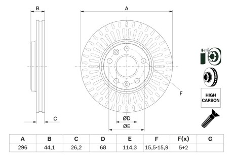 Диск тормозной (передний) Renault Megane III/Scenic III/Laguna III 07- (296x26) BOSCH 0 986 479 E77