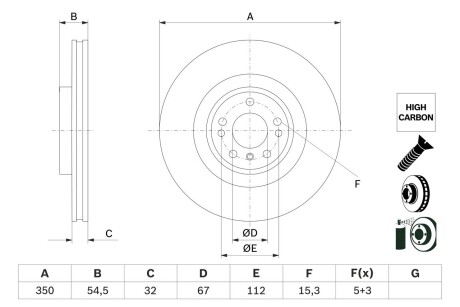 Диск тормозной (передний) MB M-class (W166)/GL-class (X166) 11-(350x32) BOSCH 0 986 479 E99