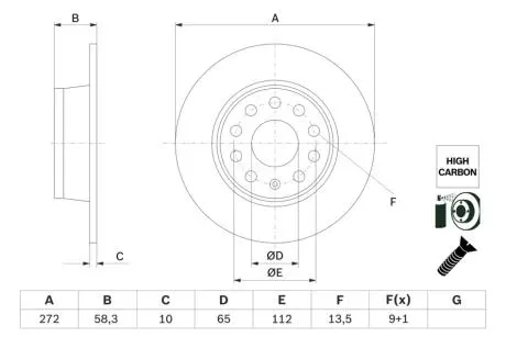 Тормозной диск BOSCH 0986479F23