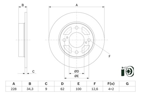 Гальмівні диски SWIFT V (AZ), 01.17- BOSCH 0986479F38