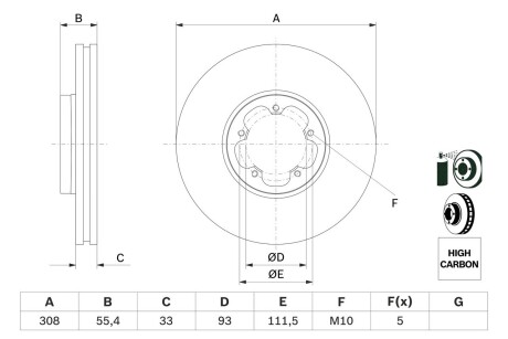 Диск тормозной передний BOSCH 0986479F46