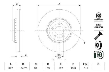 Диск тормозной BOSCH 0986479G35 (фото 1)