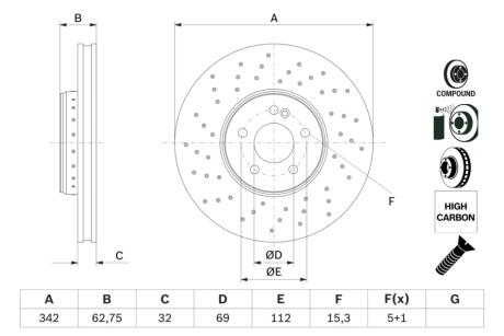 Гальмівний диск складається з двох частин BOSCH 0 986 479 G40