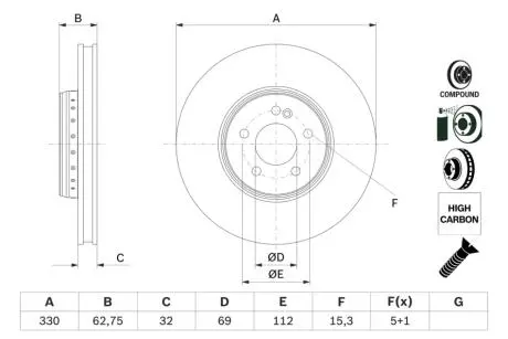 Гальмівний диск складається з двох частин BOSCH 0 986 479 G43
