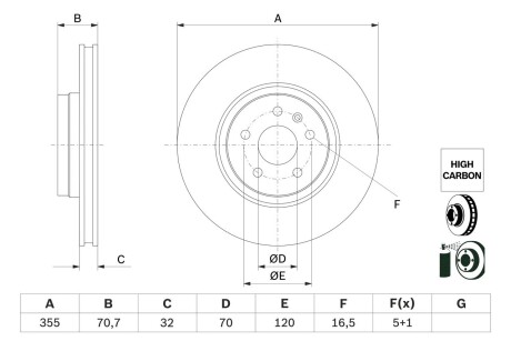 Диск тормозной (передний) Tesla Model S/X 16-(355х32) BOSCH 0 986 479 G54