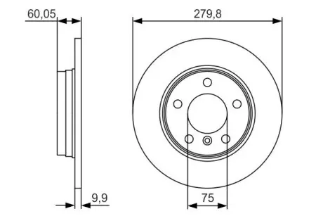 Тормозной диск BMW E36/E46 316/328 &#039;\&#039;R PR2 BOSCH 0986479S34 (фото 1)
