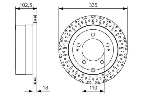 Диск тормозной TOYOTA Land Cruiser J6/J7/J10 'R'98-07 PR2 BOSCH 0986479U32