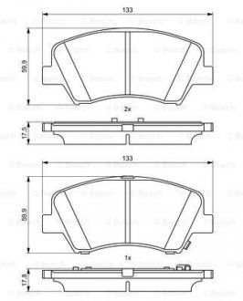 Тормозные колодки (передние) Hyundai Elantra 10-/ i30 11-/ Kia Ceed/Cerato 12- R15 BOSCH 0 986 494 712