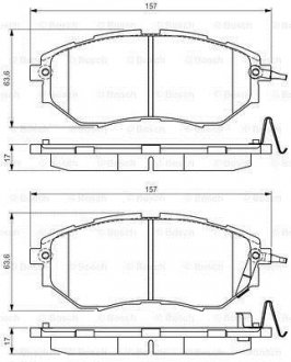 Колодки гальмівні (передні) Subaru Forester/Legacy/Impreza 03- (Akebono) BOSCH 0 986 495 156