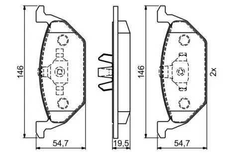 Колодки гальмівні (передні) VW Caddy 03- BOSCH 0 986 495 454 (фото 1)