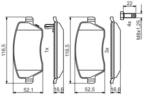 Тормозные колодки (передние) Subaru Justy 03- BOSCH 0986495485 (фото 1)