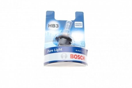 Лампа розжарювання HB3 12V 60W P20d PURE LIGHT 1шт. blister (вир-во) BOSCH 1 987 301 062 (фото 1)
