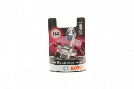 Лампа розжарювання H4 12V 60/55W P43t GigaLight +150 (blister 1шт) BOSCH 1 987 301 136 (фото 1)