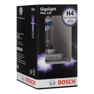 Лампа H4 60/55W Gigalight Plus 12V 120 бокс 1 шт. - Кратн. 20 шт BOSCH 1 987 301 160 (фото 1)