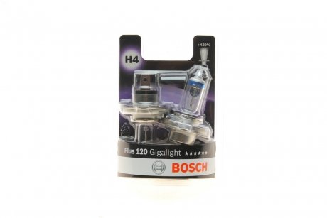 Лампа розжарювання H4 12V 60/55W P43t Plus 120 Gigalight (компл) BOSCH 1 987 301 425