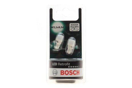 ЛАМПА 12V 1W W5W LED RETROFIT WARM (БЛІСТЕР 2 ШТ) BOSCH 1987301506