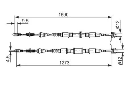 Трос ручного тормоза BOSCH 1987477129