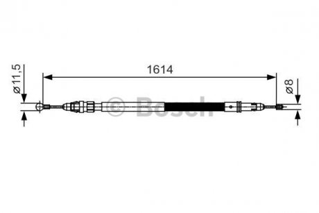 Трос ручника (задний) Fiat Scudo/Peugeot Expert 1.6/2.0 D 07- (1614/1468mm) BOSCH 1 987 482 007