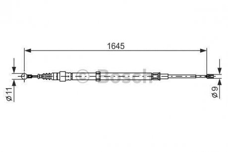 Трос ручника Skoda Fabia/VW Polo 99-08 (1645mm) BOSCH 1 987 482 191